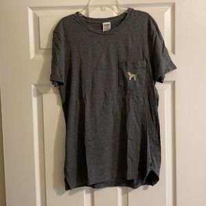 Grey vs pink comfort tee with gold sequin dog
